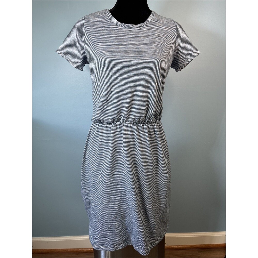 Old Navy Blue / White Striped 100% Cotton Knit Knee-length Dress (Women’s M)